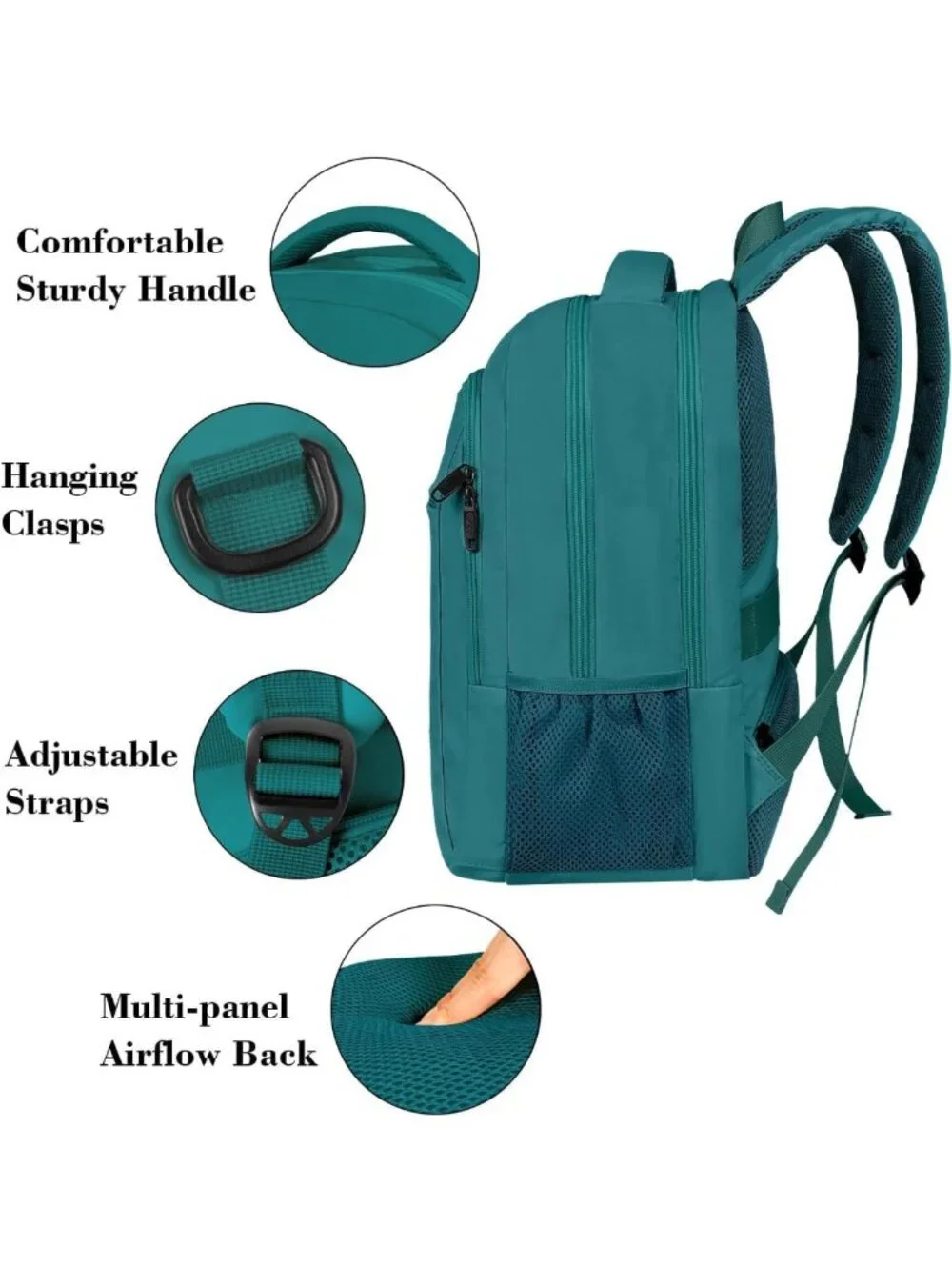 Peacock Blue Slim Laptop Backpack, 15.6 Inch Underseat Travel Bag for Work